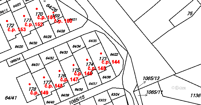 Chožov 144 na parcele st. 173 v KÚ Chožov, Katastrální mapa