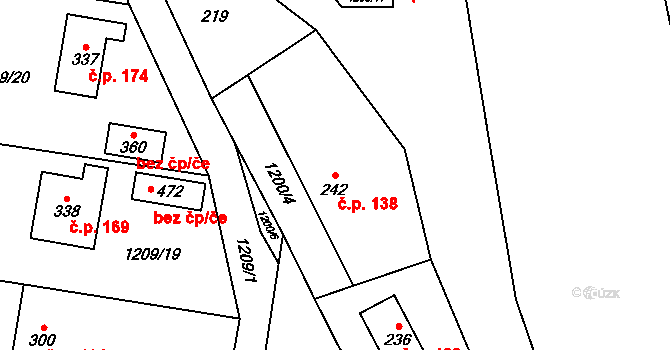 Leskovec 138 na parcele st. 242 v KÚ Leskovec, Katastrální mapa
