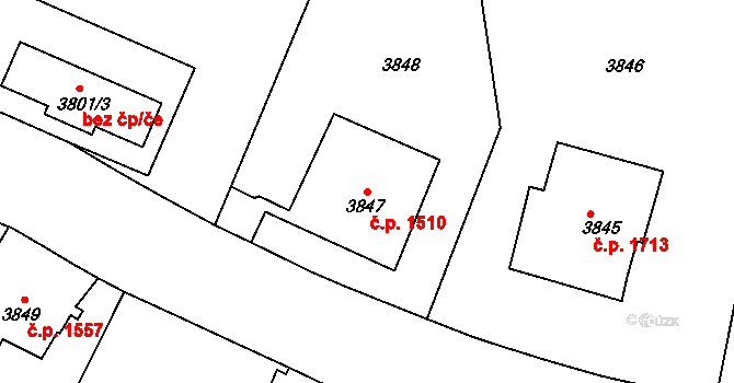 Smíchov 1510, Praha na parcele st. 3847 v KÚ Smíchov, Katastrální mapa