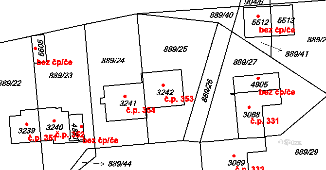 Kryblice 353, Trutnov na parcele st. 3242 v KÚ Trutnov, Katastrální mapa