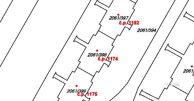 České Budějovice 2 1174, České Budějovice na parcele st. 2061/398 v KÚ České Budějovice 2, Katastrální mapa