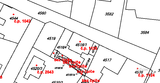 Česká Lípa 1125 na parcele st. 4518/1 v KÚ Česká Lípa, Katastrální mapa