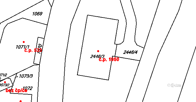 Hranice 1950, Karviná na parcele st. 2446/3 v KÚ Karviná-město, Katastrální mapa
