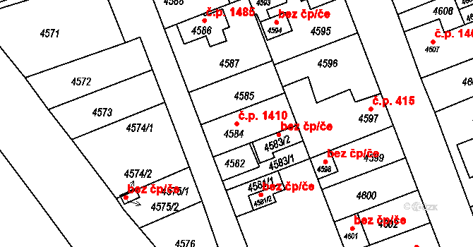 Vsetín 1410 na parcele st. 4584 v KÚ Vsetín, Katastrální mapa