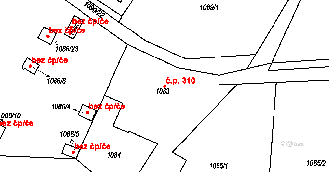 Bludovice 310, Havířov na parcele st. 1083 v KÚ Bludovice, Katastrální mapa