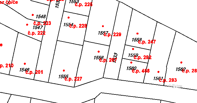 Pečky 267 na parcele st. 1556 v KÚ Pečky, Katastrální mapa