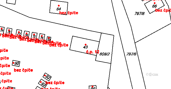 Ounuz 12, Jistebnice na parcele st. 43 v KÚ Cunkov, Katastrální mapa