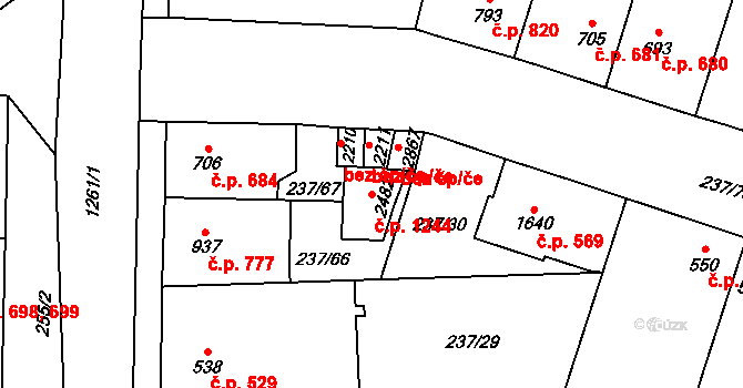 Přeštice 1244 na parcele st. 2482 v KÚ Přeštice, Katastrální mapa