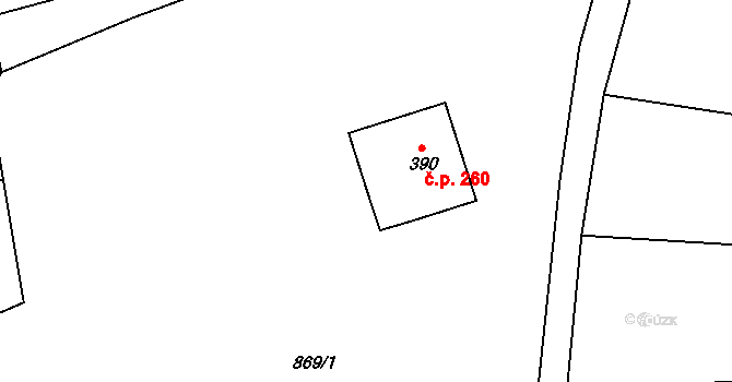 Bohdíkov 260 na parcele st. 390 v KÚ Dolní Bohdíkov, Katastrální mapa