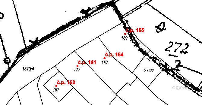 Police 154 na parcele st. 170 v KÚ Police u Jemnice, Katastrální mapa
