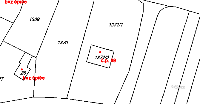 Konice 99, Znojmo na parcele st. 1371/2 v KÚ Konice u Znojma, Katastrální mapa
