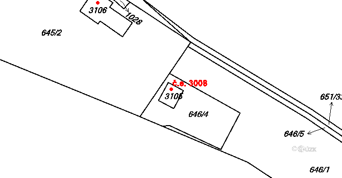 Sezimovo Ústí 3008 na parcele st. 3105 v KÚ Sezimovo Ústí, Katastrální mapa