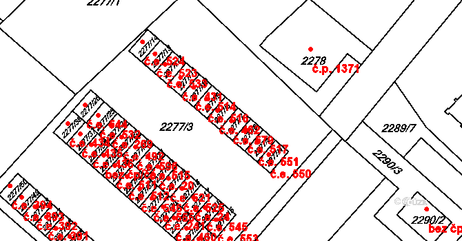 Rumburk 1 579, Rumburk na parcele st. 2277/7 v KÚ Rumburk, Katastrální mapa