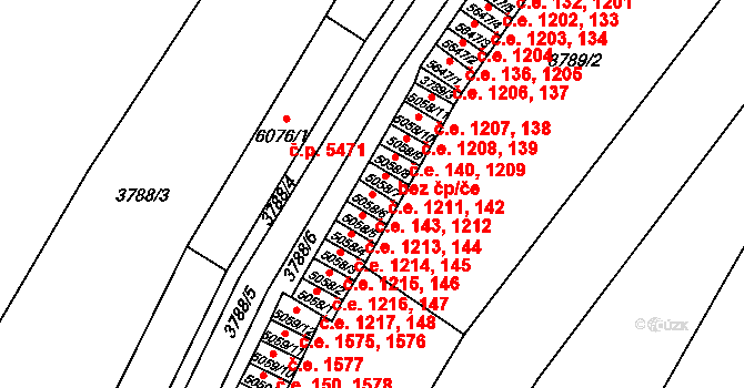 Zlín 143,1212 na parcele st. 5058/6 v KÚ Zlín, Katastrální mapa