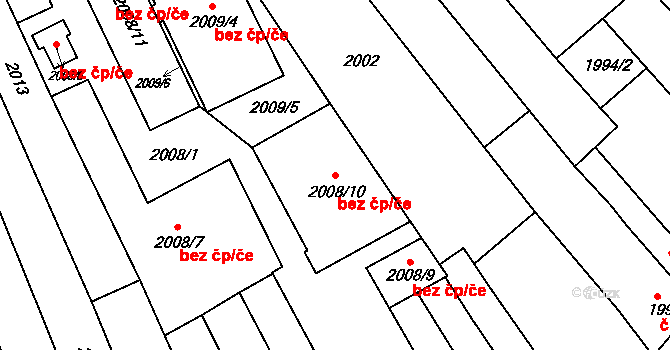 Brno 39496724 na parcele st. 2008/10 v KÚ Líšeň, Katastrální mapa
