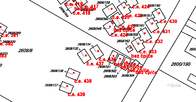 Staré Splavy 436, Doksy na parcele st. 2608/134 v KÚ Doksy u Máchova jezera, Katastrální mapa