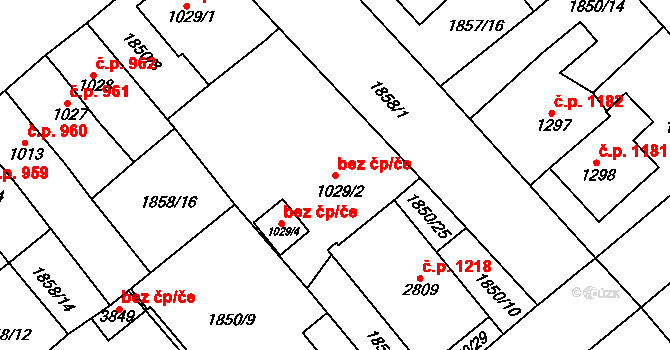 Hlinsko 1218 na parcele st. 1029/2 v KÚ Hlinsko v Čechách, Katastrální mapa