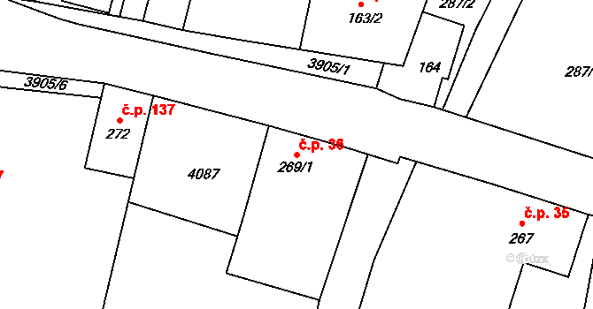 Brumovice 36 na parcele st. 269/1 v KÚ Brumovice u Opavy, Katastrální mapa