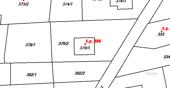 Štěpánkovice 586 na parcele st. 379/3 v KÚ Štěpánkovice, Katastrální mapa