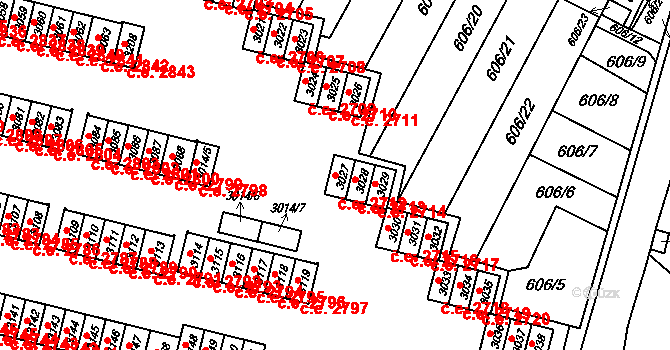 Podlesí 2712, Havířov na parcele st. 3027 v KÚ Bludovice, Katastrální mapa