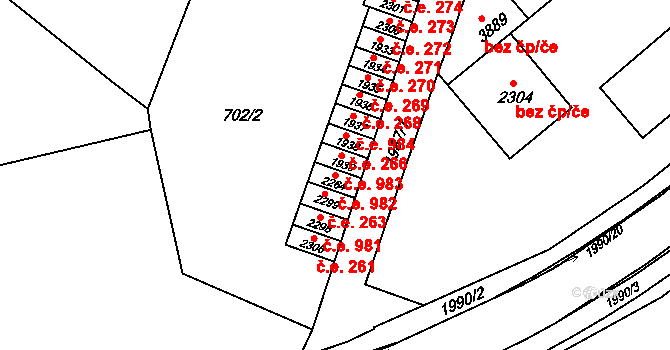 Náchod 982 na parcele st. 2264 v KÚ Náchod, Katastrální mapa