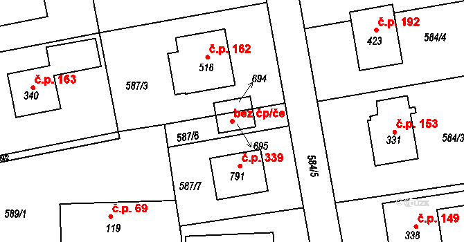 Hradec Králové 49129724 na parcele st. 695 v KÚ Svinary, Katastrální mapa