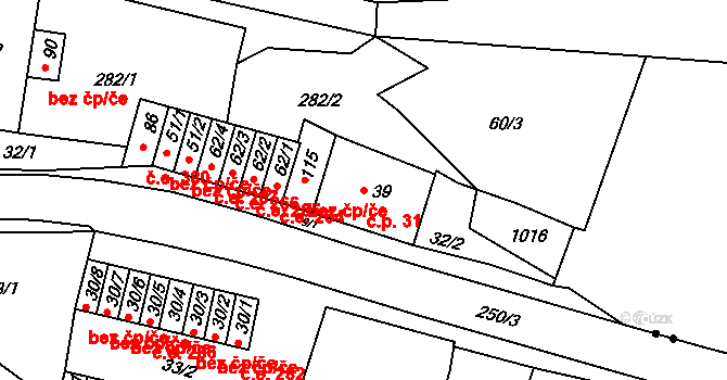 Chanov 31, Obrnice na parcele st. 39 v KÚ Chanov, Katastrální mapa