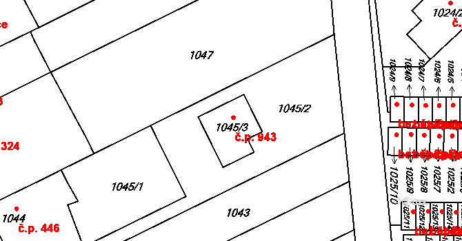 Litomyšlské Předměstí 943, Vysoké Mýto na parcele st. 1045/3 v KÚ Vysoké Mýto, Katastrální mapa