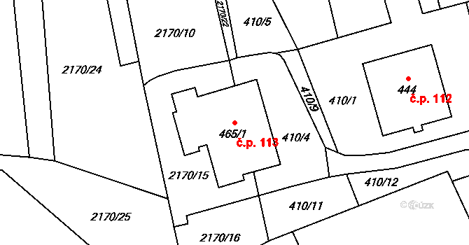Horní Holetín 113, Holetín na parcele st. 465/1 v KÚ Holetín, Katastrální mapa