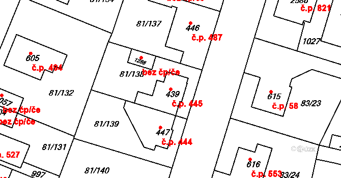 Lobeček 445, Kralupy nad Vltavou na parcele st. 439 v KÚ Lobeček, Katastrální mapa