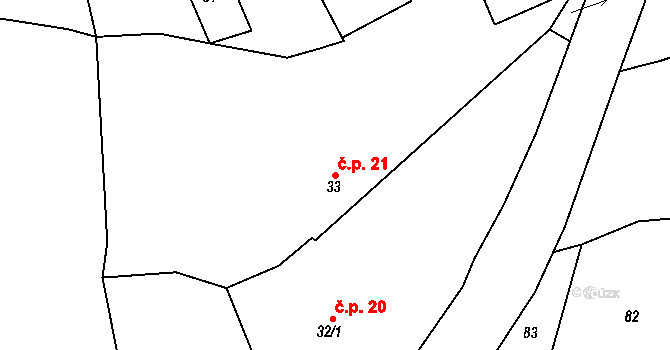 Zdebořice 21, Plánice na parcele st. 33 v KÚ Zdebořice, Katastrální mapa