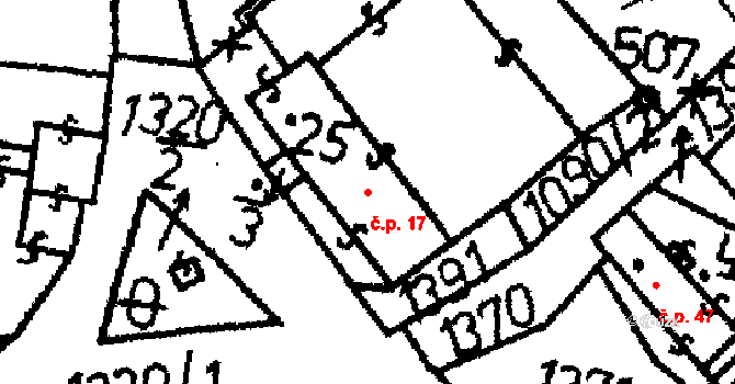 Kokořov 17, Žinkovy na parcele st. 25 v KÚ Kokořov, Katastrální mapa