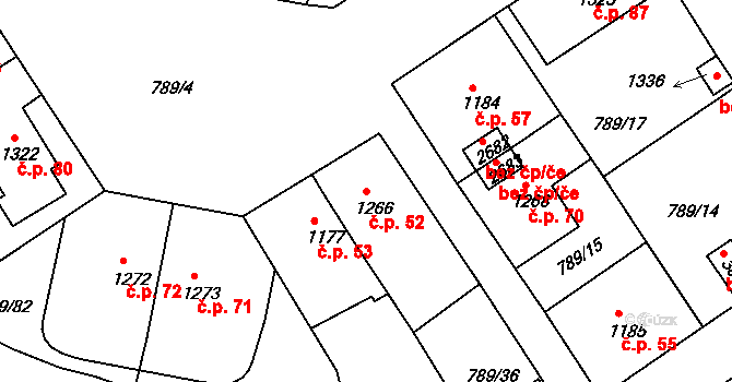 Nádražní Předměstí 52, Český Krumlov na parcele st. 1266 v KÚ Český Krumlov, Katastrální mapa