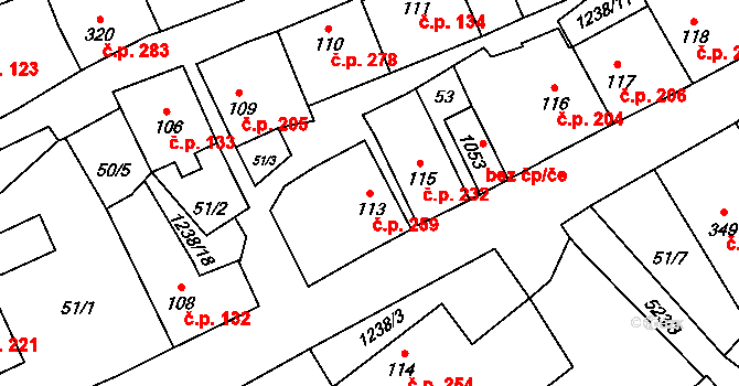 Vlachovo Březí 259 na parcele st. 113 v KÚ Vlachovo Březí, Katastrální mapa