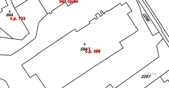 Blatná 488 na parcele st. 584/1 v KÚ Blatná, Katastrální mapa
