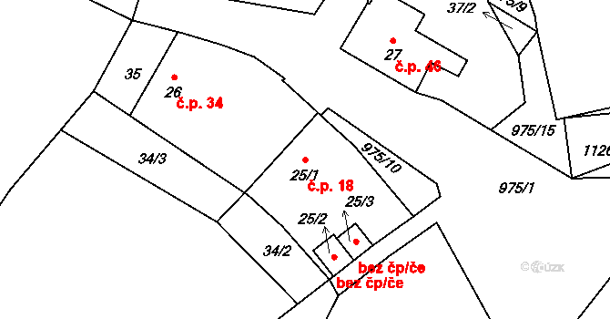 Měcholupy 18 na parcele st. 25/1 v KÚ Měcholupy u Blovic, Katastrální mapa