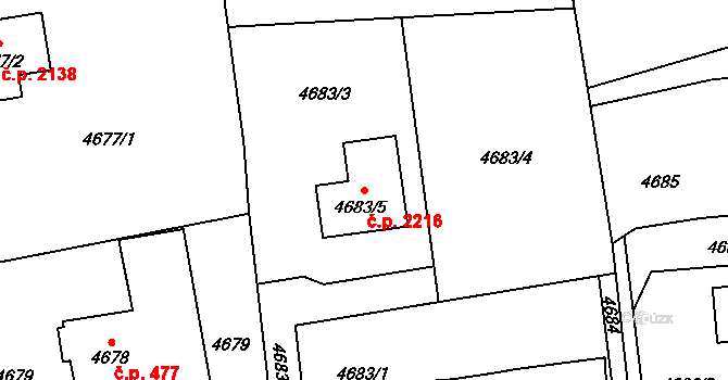 Rychvald 2216 na parcele st. 4683/5 v KÚ Rychvald, Katastrální mapa