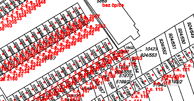 Hodonín 2355 na parcele st. 10097 v KÚ Hodonín, Katastrální mapa