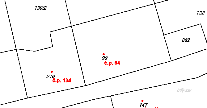 Merklovice 64, Vamberk na parcele st. 90 v KÚ Merklovice, Katastrální mapa