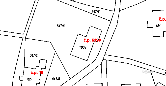 Kokonín 5390, Jablonec nad Nisou na parcele st. 1003 v KÚ Kokonín, Katastrální mapa