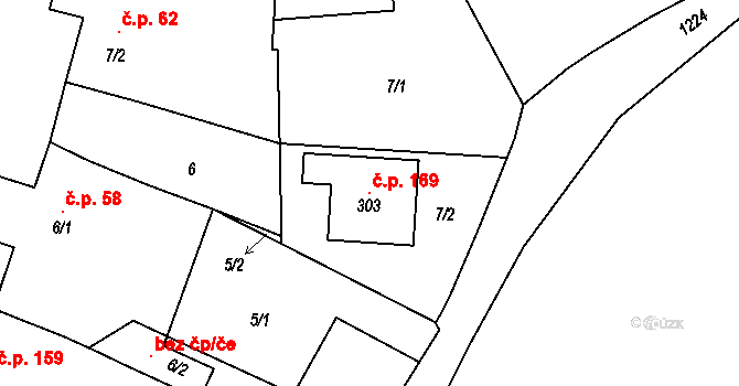 Rostěnice 169, Rostěnice-Zvonovice na parcele st. 303 v KÚ Rostěnice, Katastrální mapa