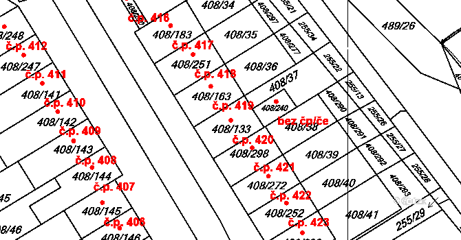 Dobšice 420 na parcele st. 408/133 v KÚ Dobšice u Znojma, Katastrální mapa