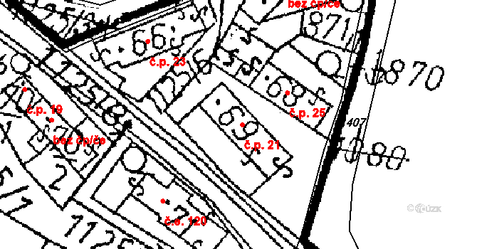 Pivnisko 21, Chlístovice na parcele st. 69 v KÚ Žandov, Katastrální mapa