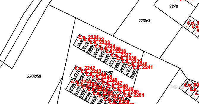 Jirkov 2235 na parcele st. 2262/68 v KÚ Jirkov, Katastrální mapa