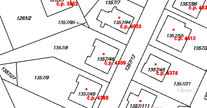 Mšeno nad Nisou 4359, Jablonec nad Nisou na parcele st. 1357/46 v KÚ Mšeno nad Nisou, Katastrální mapa