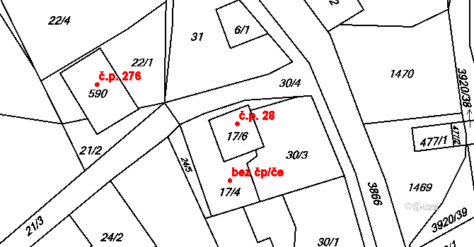 Bukovec 28 na parcele st. 17/6 v KÚ Bukovec u Jablunkova, Katastrální mapa