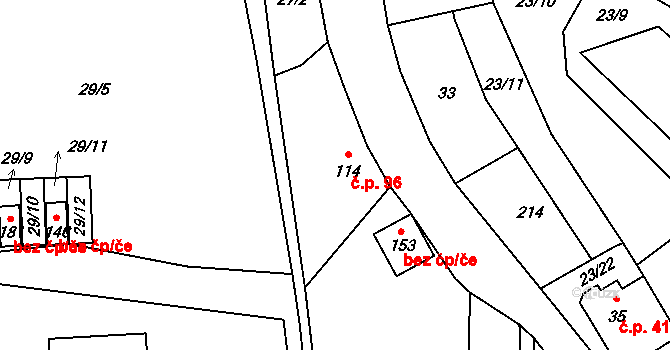 Cerhýnky 96, Cerhenice na parcele st. 114 v KÚ Cerhýnky, Katastrální mapa