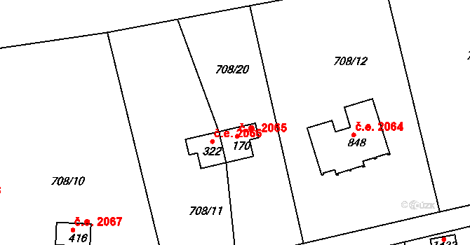 Skuheř 2065, Kamenice na parcele st. 170 v KÚ Těptín, Katastrální mapa