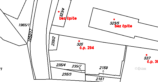 Brandýs nad Labem 294, Brandýs nad Labem-Stará Boleslav na parcele st. 325 v KÚ Brandýs nad Labem, Katastrální mapa