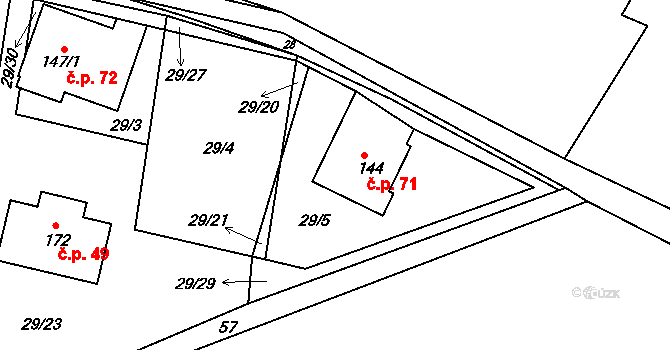 Roudnice 71, Jestřabí v Krkonoších na parcele st. 144 v KÚ Roudnice v Krkonoších, Katastrální mapa